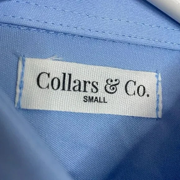 Collars & Co Polo Shirt Mens S Blue Point Dress Collar Stretch Preppy Office NEW